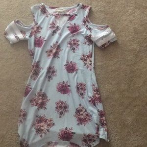Light blue flower tshirt dress